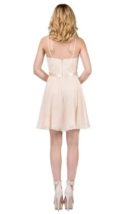 Dancing Queen - 3013 Halter Style Sleeveless Chiffon Cocktail Dress