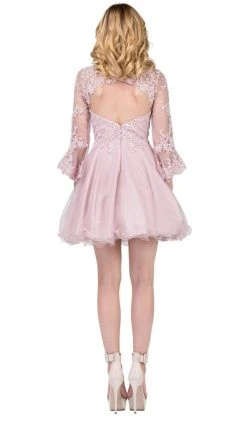 Dancing Queen - 3015 Beaded Lace Long Sleeve A-line Homecoming Dress 17 Dancing Queen - 3015 Beaded Lace Long Sleeve A-line Homecoming Dress