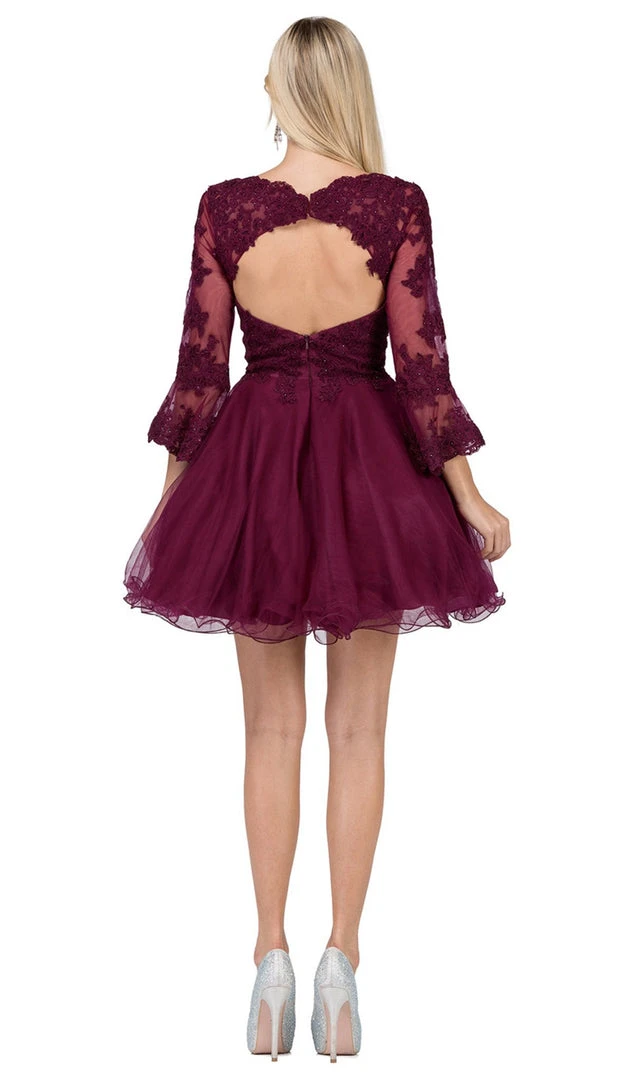 Dancing Queen - 3015 Beaded Lace Long Sleeve A-line Homecoming Dress 11 Dancing Queen - 3015 Beaded Lace Long Sleeve A-line Homecoming Dress