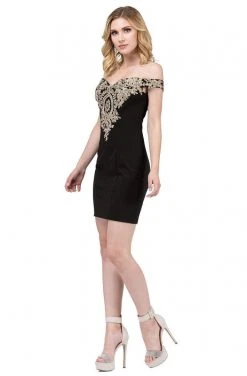 Dancing Queen - 3017 Off-Shoulder Appliqued Homecoming Dress