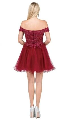 Dancing Queen - 3018 Embellished Off-Shoulder A-line Homecoming Dress 14 Dancing Queen - 3018 Embellished Off-Shoulder A-line Homecoming Dress