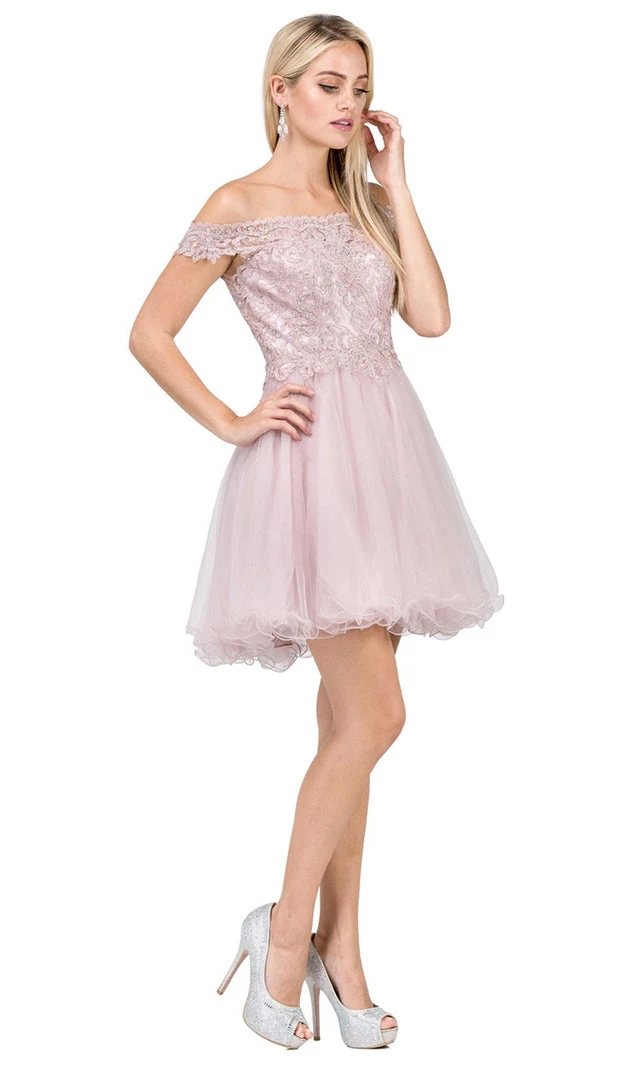 Dancing Queen - 3018 Embellished Off-Shoulder A-line Homecoming Dress 9 Dancing Queen - 3018 Embellished Off-Shoulder A-line Homecoming Dress