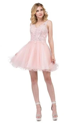 Dancing Queen - 3022 Embroidered V Neck Homecoming Dress 12 Dancing Queen - 3022 Embroidered V Neck Homecoming Dress