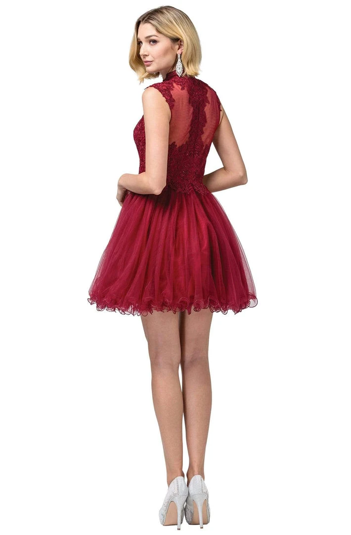 Dancing Queen - 3027 Beaded Lace High Neck A-Line Dress Cocktail Dresses 5 Dancing Queen - 3027 Beaded Lace High Neck A-Line Dress Cocktail Dresses