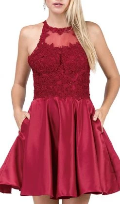 Dancing Queen - 3028 Halter A-Line Homecoming Cocktail Dress Cocktail Dresses