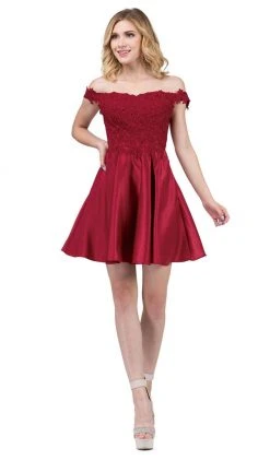 Cocktail Dresses Dancing Queen - 3029 Off-Shoulder A-Line Homecoming Cocktail Dress