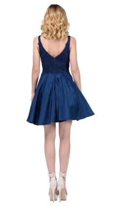 Dancing Queen - 3036 Sleeveless Beaded Lace V-neck Homecoming Dress Cocktail Dresses