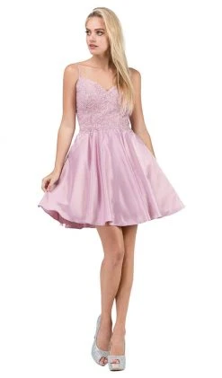 Cocktail Dresses Dancing Queen - 3037 Jeweled Lace Bodice Homecoming Dress