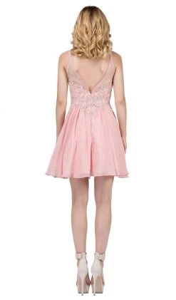 Dancing Queen - 3043 Beaded Lace Halter Homecoming Dress