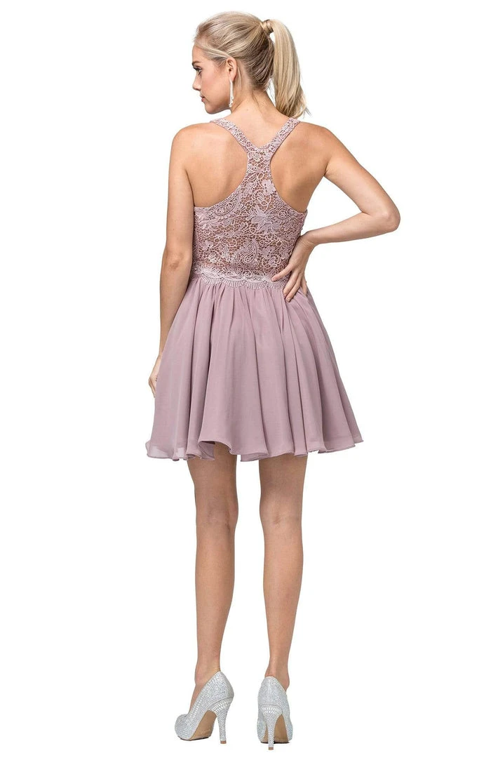 Cocktail Dresses Dancing Queen - 3044 Lace Embroidered V-neck A-line Dress 4 Cocktail Dresses Dancing Queen - 3044 Lace Embroidered V-neck A-line Dress