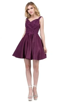 Dancing Queen - 3057 Beaded Lace Sweetheart A-line Homecoming Dress Cocktail Dresses