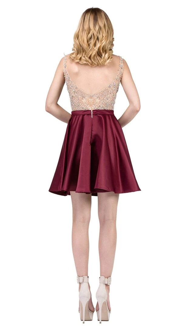 Cocktail Dresses Dancing Queen - 3092 Bejeweled V-neck A-line Homecoming Dress 5 Cocktail Dresses Dancing Queen - 3092 Bejeweled V-neck A-line Homecoming Dress