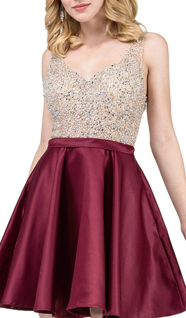 Cocktail Dresses Dancing Queen - 3092 Bejeweled V-neck A-line Homecoming Dress 4 Cocktail Dresses Dancing Queen - 3092 Bejeweled V-neck A-line Homecoming Dress
