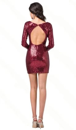 Dancing Queen - 3101 Sequined Long Sleeves Prom Dress