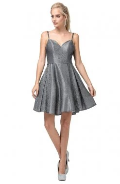 Cocktail Dresses Dancing Queen - 3144 Double Strap Sweetheart Neck A-Line Glitter Dress