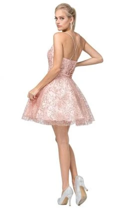 Dancing Queen - 3154 Trailing Glitter Motif A-Line Dress