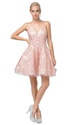 Dancing Queen - 3154 Trailing Glitter Motif A-Line Dress