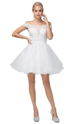 Dancing Queen - 3167 Appliqued Illusion Bodice Tulle Dress