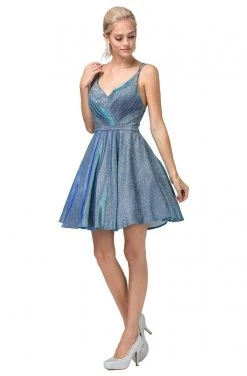 Cocktail Dresses Dancing Queen - 3183 Ruched V-Neck A-Line Short Dress