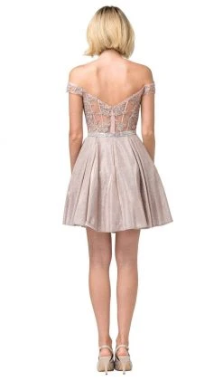 Dancing Queen - 3189 Embroidered Off-Shoulder A-line Dress