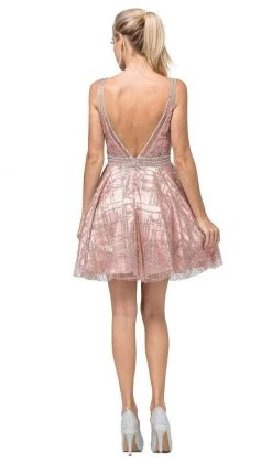 Dancing Queen - 3200 Embellished V-neck A-line Dress