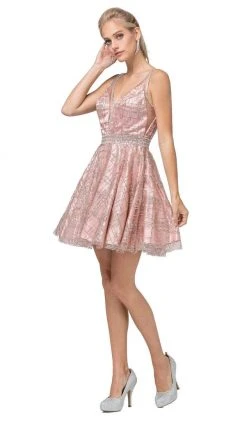 Dancing Queen - 3200 Embellished V-neck A-line Dress