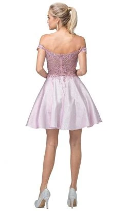 Cocktail Dresses Dancing Queen - 3203 Appliqued Bodice Off Shoulder A-Line Dress