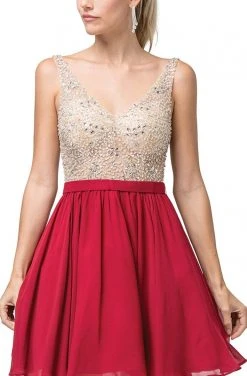 Cocktail Dresses Dancing Queen - 3221 Embellished V-neck A-line Cocktail Dress