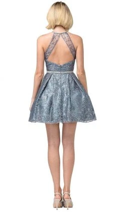 Dancing Queen - 3224 Strappy Halter A-Line Cocktail Dress Cocktail Dresses