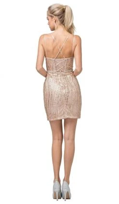 Dancing Queen - 3225 Embellished Plunging V-neck Fitted Dress 7 Dancing Queen - 3225 Embellished Plunging V-neck Fitted Dress