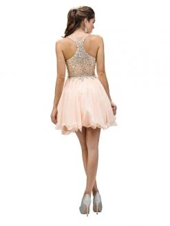 Dancing Queen 8997 Crystal Beaded V-Neck Chiffon A-Line Dress - 1 Pc Black In Size 3XL Available Cocktail Dresses