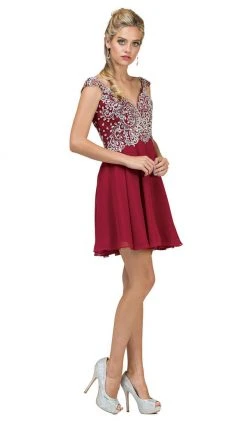 Dancing Queen - 9160 Cap Sleeve Adorned Sweetheart A-Line Cocktail Dress Cocktail Dresses 18 Dancing Queen - 9160 Cap Sleeve Adorned Sweetheart A-Line Cocktail Dress Cocktail Dresses