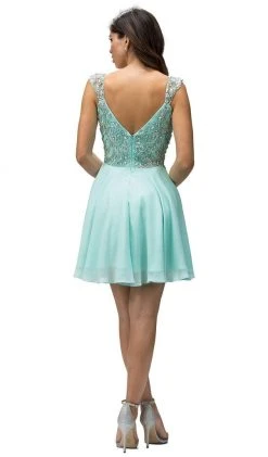 Dancing Queen - 9160 Cap Sleeve Adorned Sweetheart A-Line Cocktail Dress Cocktail Dresses 15 Dancing Queen - 9160 Cap Sleeve Adorned Sweetheart A-Line Cocktail Dress Cocktail Dresses