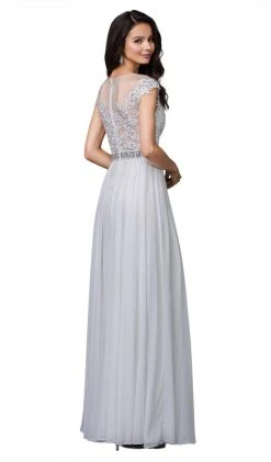 Formal Gowns Dancing Queen - 9400 Illusion Neckline Beaded Belt A-Line Dress 17 Formal Gowns Dancing Queen - 9400 Illusion Neckline Beaded Belt A-Line Dress
