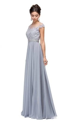 Formal Gowns Dancing Queen - 9400 Illusion Neckline Beaded Belt A-Line Dress 19 Formal Gowns Dancing Queen - 9400 Illusion Neckline Beaded Belt A-Line Dress