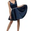 Dancing Queen - 9504 Jeweled Waistband Sweetheart Neck Satin A-line Cocktail Dress - 1 Pc Navy In Size L Available