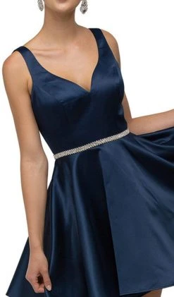 Cocktail Dresses Dancing Queen - 9504 Sleeveless Sweetheart Satin Bejeweled Cocktail Dress