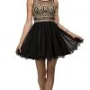 Cocktail Dresses Dancing Queen - 9518 Lace Embellished Illusion A-Line Short Prom Dress 2 Cocktail Dresses Dancing Queen - 9518 Lace Embellished Illusion A-Line Short Prom Dress