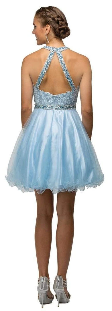 Dancing Queen - 9534 Bejeweled Collar Halter Lace A-Line Homecoming Dress Cocktail Dresses 4 Dancing Queen - 9534 Bejeweled Collar Halter Lace A-Line Homecoming Dress Cocktail Dresses