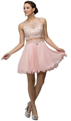 Dancing Queen - 9550 Mock Two-Piece A-Line Short Homecoming Dress