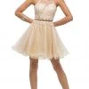 Cocktail Dresses Dancing Queen - 9631 Appliqued Illusion High Neck Two-Piece Cocktail Dress