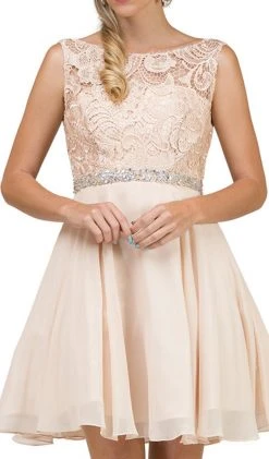 Dancing Queen - 9659 Illusion Lace Bodice Cocktail Dress Cocktail Dresses