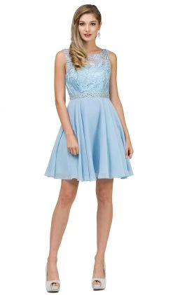 Dancing Queen - 9659 Illusion Lace Bodice Cocktail Dress Cocktail Dresses