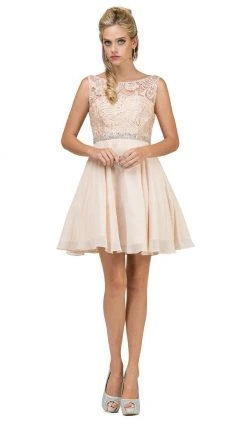 Dancing Queen - 9659 Illusion Lace Bodice Cocktail Dress Cocktail Dresses