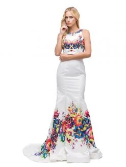 Dancing Queen 9883 Two-Piece Floral Print Mermaid Evening Dress