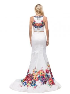 Dancing Queen 9883 Two-Piece Floral Print Mermaid Evening Dress