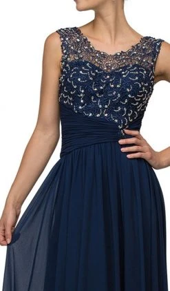 Formal Gowns Dancing Queen - Asymmetrically Ruched Illusion A-Line Prom Dress 8816 - 1 Pc Navy In Size S Available