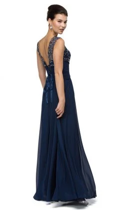 Formal Gowns Dancing Queen - Asymmetrically Ruched Illusion A-Line Prom Dress 8816 - 1 Pc Navy In Size S Available