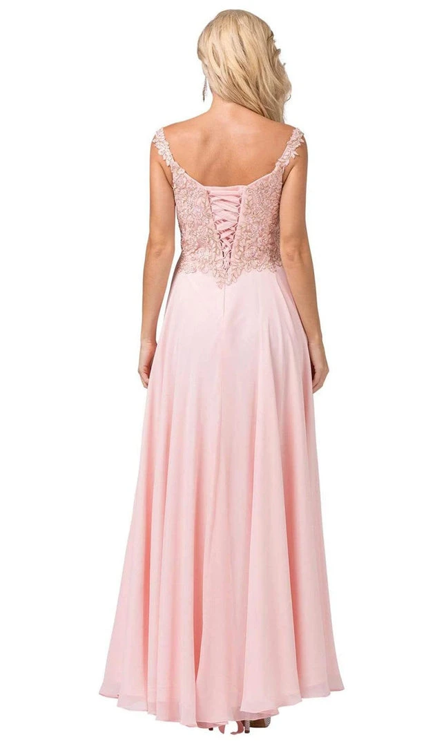 Dancing Queen - Beaded Lace Chiffon Gown 2818 Formal Gowns 4 Dancing Queen - Beaded Lace Chiffon Gown 2818 Formal Gowns