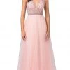 Formal Gowns Dancing Queen - Beaded Sleeveless A-Line Prom Gown 2520 - 1 Pc Blush In Size XS Available